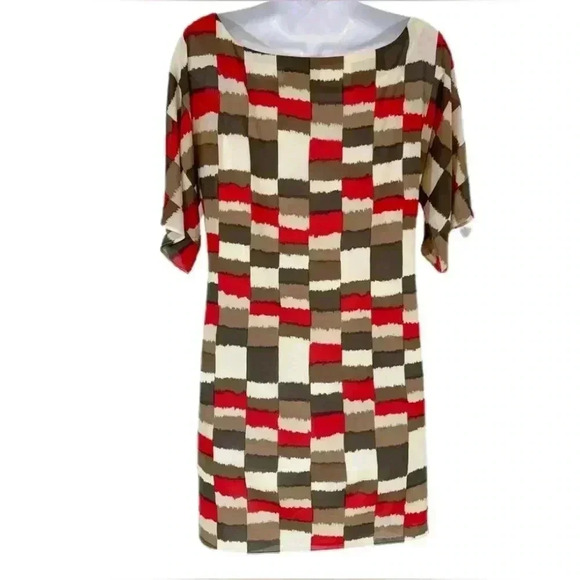 Alice + Olivia Geometric print Silk Blend Mini Dress Size XS Women's - Picture 3 of 7